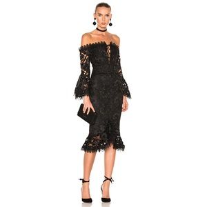 NICHOLAS Botanical Lace Midi Dress Black 4